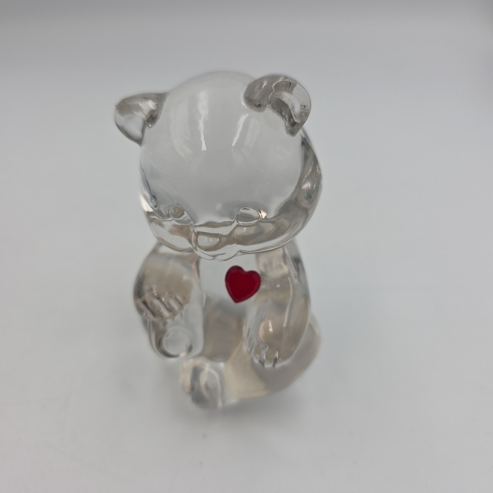 Vintage Fenton Art Glass Birthstone Birthday Bear Ruby Red Heart January/July
